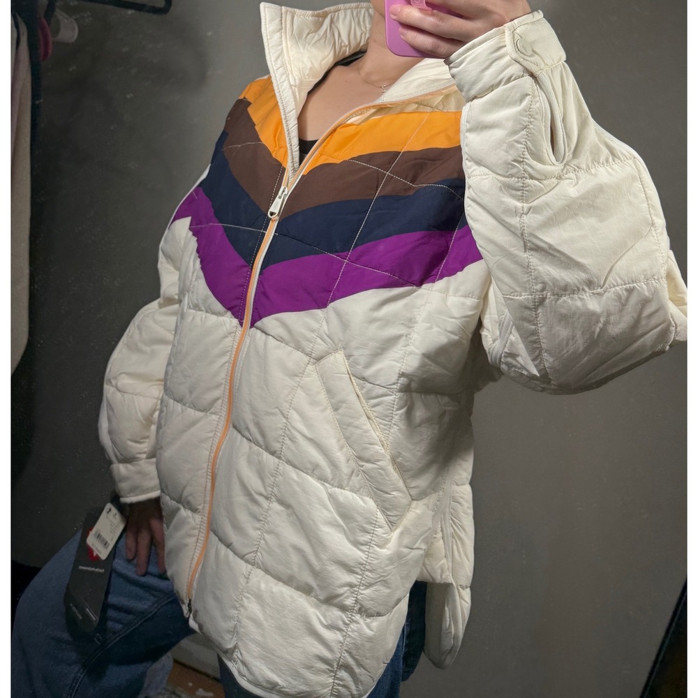NEW FP Movement Hatch Ivory Combo Puffer Jacket Packable Quilted $248 - Picture 4 of 9